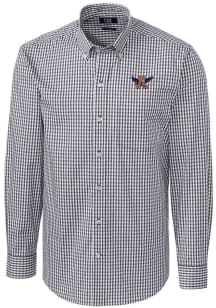 Cutter and Buck Auburn Tigers Mens Charcoal Easy Care Stretch Gingham Big and Tall Dress Shirt