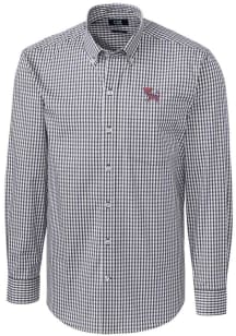 Cutter and Buck Clemson Tigers Mens Charcoal Easy Care Stretch Gingham Big and Tall Dress Shirt
