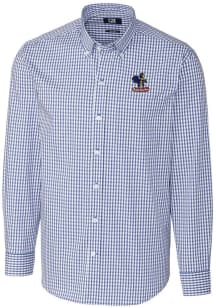 Cutter and Buck Delaware Fightin' Blue Hens Mens Blue Easy Care Stretch Gingham Big and Tall Dre..