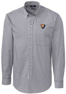Cutter and Buck Illinois Fighting Illini Mens Charcoal Easy Care Stretch Gingham Big and Tall Dr..