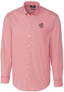 Cutter and Buck Louisville Cardinals Mens Red Easy Care Stretch Gingham Big and Tall Dress Shirt