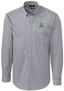 Cutter and Buck Marshall Thundering Herd Mens Charcoal Easy Care Stretch Gingham Big and Tall Dr..