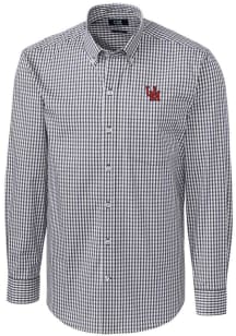 Cutter and Buck Ole Miss Rebels Mens Charcoal Easy Care Stretch Gingham Big and Tall Dress Shirt