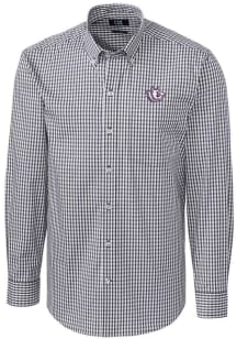 Cutter and Buck TCU Horned Frogs Mens Charcoal Easy Care Stretch Gingham Big and Tall Dress Shir..