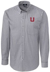 Cutter and Buck Utah Utes Mens Charcoal Easy Care Stretch Gingham Big and Tall Dress Shirt