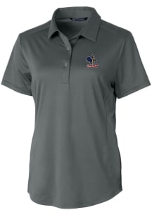 Cutter and Buck Delaware Fightin' Blue Hens Womens Grey Prospect Textured Short Sleeve Polo Shir..