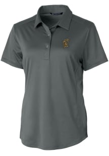 Cutter and Buck Grambling State Tigers Womens Grey Prospect Textured Short Sleeve Polo Shirt