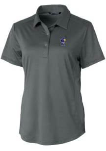 Cutter and Buck Kansas Jayhawks Womens Grey Prospect Textured Short Sleeve Polo Shirt