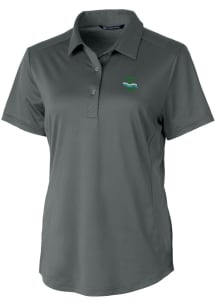 Cutter and Buck Tulane Green Wave Womens Grey Prospect Textured Short Sleeve Polo Shirt