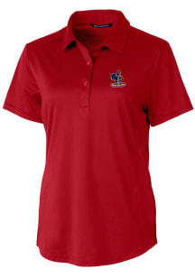 Cutter and Buck Delaware Fightin' Blue Hens Womens Red Prospect Textured Short Sleeve Polo Shirt