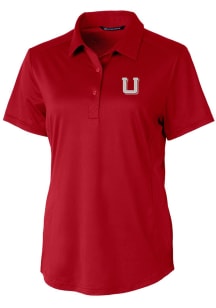 Cutter and Buck Utah Utes Womens Red Prospect Textured Short Sleeve Polo Shirt