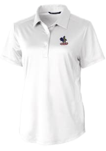 Cutter and Buck Delaware Fightin' Blue Hens Womens White Prospect Textured Short Sleeve Polo Shi..