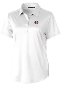 Cutter and Buck Florida State Seminoles Womens White Prospect Textured Short Sleeve Polo Shirt