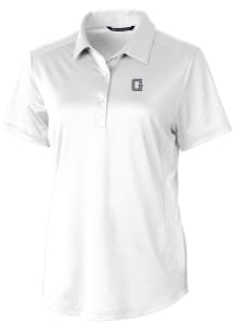Cutter and Buck Georgetown Hoyas Womens White Prospect Textured Short Sleeve Polo Shirt