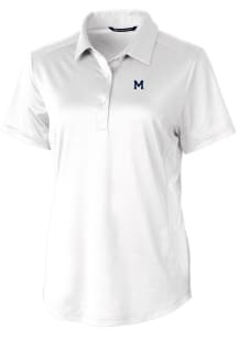 Cutter and Buck Michigan Wolverines Womens White Prospect Textured Short Sleeve Polo Shirt