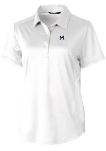 Womens Michigan Wolverines White Cutter and Buck Vault Prospect Textured Short Sleeve Polo Shirt