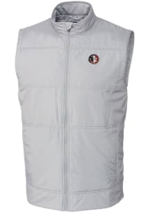 Cutter and Buck Florida State Seminoles Mens Grey Stealth Hybrid Quilted Sleeveless Jacket