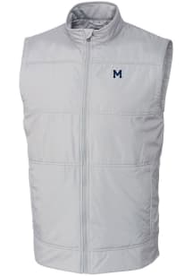 Cutter and Buck Michigan Wolverines Mens Grey Stealth Hybrid Quilted Sleeveless Jacket