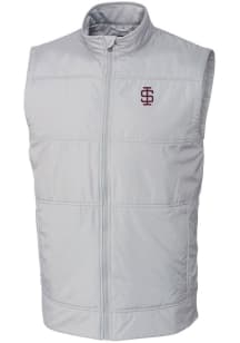 Cutter and Buck Southern Illinois Salukis Mens Grey Stealth Hybrid Quilted Sleeveless Jacket