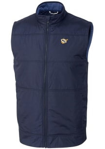 Cutter and Buck West Virginia Mountaineers Mens Navy Blue Stealth Hybrid Quilted Sleeveless Jack..