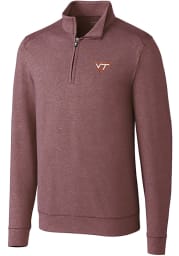 Cutter and Buck Virginia Tech Hokies Mens Burgundy Shoreline Long Sleeve 1/4 Zip Pullover