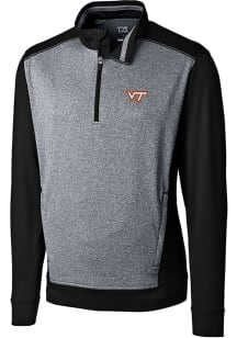 Cutter and Buck Virginia Tech Hokies Mens Black Replay Long Sleeve 1/4 Zip Pullover