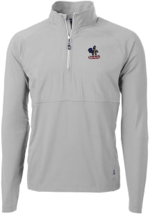 Cutter and Buck Delaware Fightin' Blue Hens Mens Grey Adapt Eco Knit Long Sleeve 1/4 Zip Pullove..