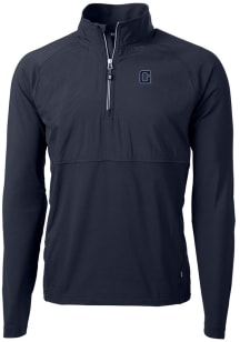 Cutter and Buck Georgetown Hoyas Mens Navy Blue Adapt Eco Knit Long Sleeve 1/4 Zip Pullover