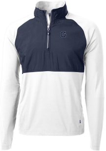 Cutter and Buck Georgetown Hoyas Mens White Adapt Eco Knit Long Sleeve 1/4 Zip Pullover