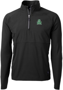 Cutter and Buck Marshall Thundering Herd Mens Black Adapt Eco Knit Long Sleeve 1/4 Zip Pullover