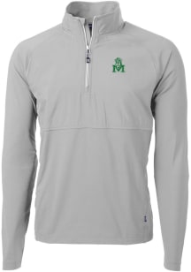 Cutter and Buck Marshall Thundering Herd Mens Grey Adapt Eco Knit Long Sleeve 1/4 Zip Pullover