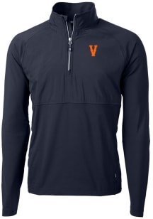 Cutter and Buck Virginia Cavaliers Mens Navy Blue Adapt Eco Knit Long Sleeve 1/4 Zip Pullover