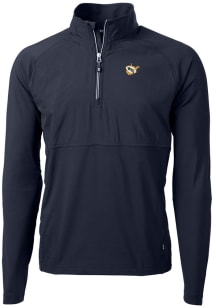 Cutter and Buck West Virginia Mountaineers Mens Navy Blue Adapt Eco Knit Long Sleeve 1/4 Zip Pul..