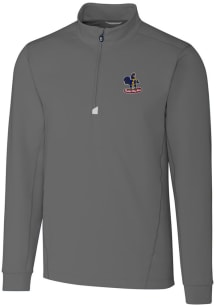 Cutter and Buck Delaware Fightin' Blue Hens Mens Grey Traverse Stretch Long Sleeve 1/4 Zip Pullo..