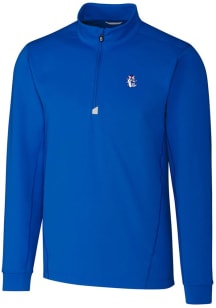 Cutter and Buck Fresno State Bulldogs Mens Blue Traverse Stretch Long Sleeve 1/4 Zip Pullover