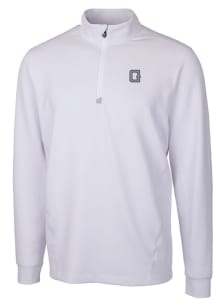 Cutter and Buck Georgetown Hoyas Mens White Traverse Stretch Long Sleeve 1/4 Zip Pullover