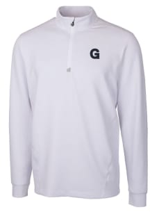 Cutter and Buck Gonzaga Bulldogs Mens White Traverse Stretch Long Sleeve 1/4 Zip Pullover