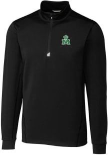 Cutter and Buck Marshall Thundering Herd Mens Black Traverse Stretch Long Sleeve 1/4 Zip Pullove..