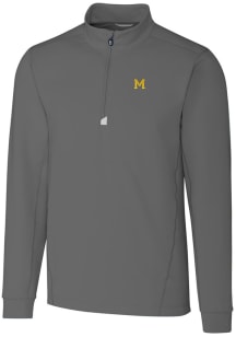 Cutter and Buck Michigan Wolverines Mens Grey Traverse Stretch Long Sleeve 1/4 Zip Pullover