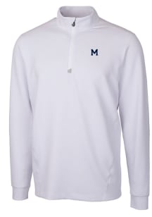 Mens Michigan Wolverines White Cutter and Buck Vault Traverse 1/4 Zip Pullover