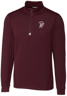 Cutter and Buck Mississippi State Bulldogs Mens Red Traverse Stretch Long Sleeve 1/4 Zip Pullove..