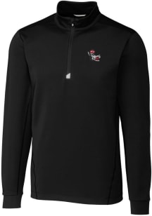 Cutter and Buck NC State Wolfpack Mens Black Traverse Stretch Long Sleeve 1/4 Zip Pullover