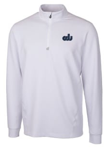 Cutter and Buck Old Dominion Monarchs Mens White Traverse Stretch Long Sleeve 1/4 Zip Pullover