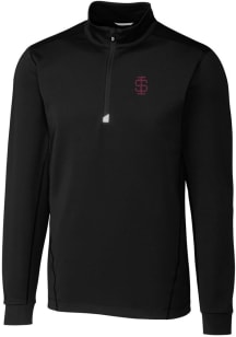 Cutter and Buck Southern Illinois Salukis Mens Black Traverse Stretch Long Sleeve 1/4 Zip Pullov..