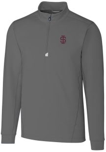 Cutter and Buck Southern Illinois Salukis Mens Grey Traverse Stretch Long Sleeve 1/4 Zip Pullove..