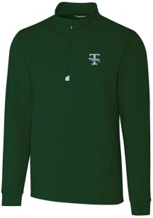 Cutter and Buck Tulane Green Wave Mens Green Traverse Stretch Long Sleeve 1/4 Zip Pullover