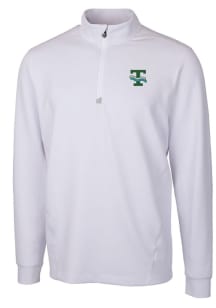 Cutter and Buck Tulane Green Wave Mens White Vault Traverse Long Sleeve 1/4 Zip Pullover