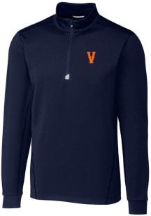Cutter and Buck Virginia Cavaliers Mens Navy Blue Traverse Stretch Long Sleeve 1/4 Zip Pullover
