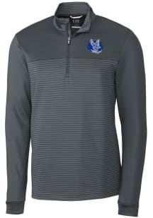 Cutter and Buck Air Force Falcons Mens Grey Traverse Stripe Stretch Long Sleeve 1/4 Zip Pullover