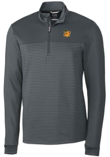 Cutter and Buck Baylor Bears Mens Grey Traverse Stripe Stretch Long Sleeve 1/4 Zip Pullover